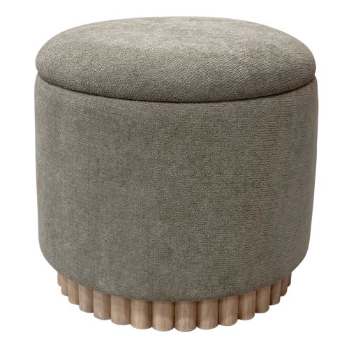 Sadie Round Storage Ottoman in Moss and Natural
