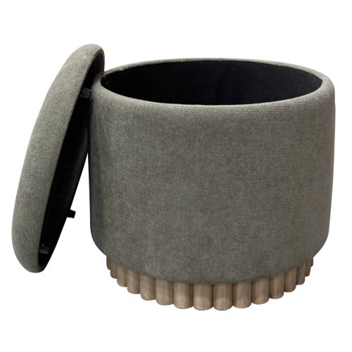 Sadie Round Storage Ottoman in Moss and Natural