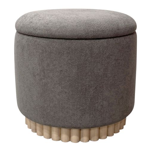 Sadie Round Storage Ottoman in Warm Charcoal and Natural