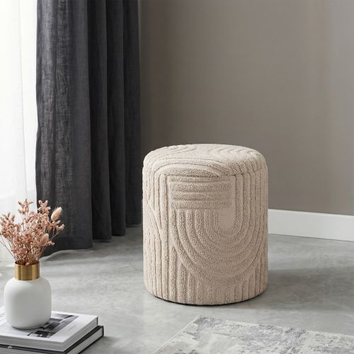 Lullu Round Storage Ottoman in Beige