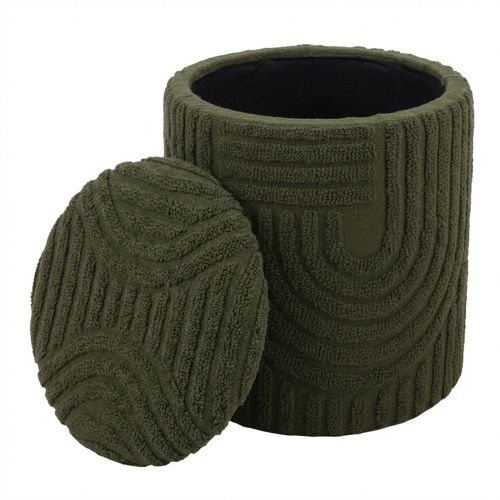 Lullu Round Storage Ottoman in Olive Green