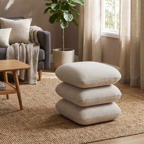 Rylee Square Ottoman in Beige