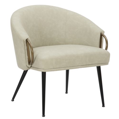 Zita Accent Chair in Vintage Ivory and Black and Aged Gold