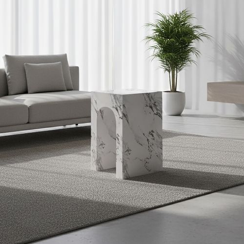 Atticus Square Accent Table in Bulgari White