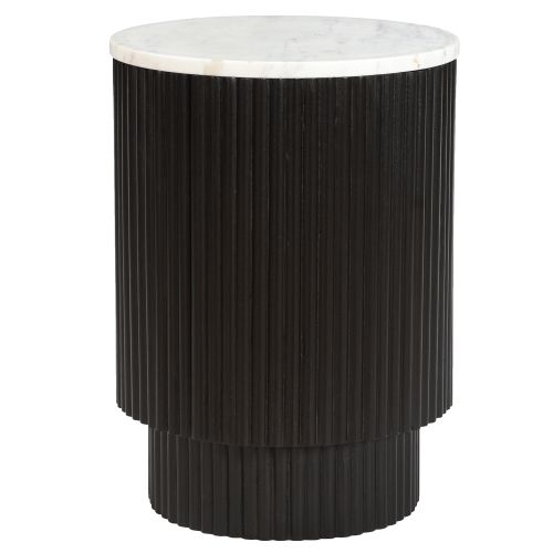 Reyna Round Accent Table with Storage in Black and White