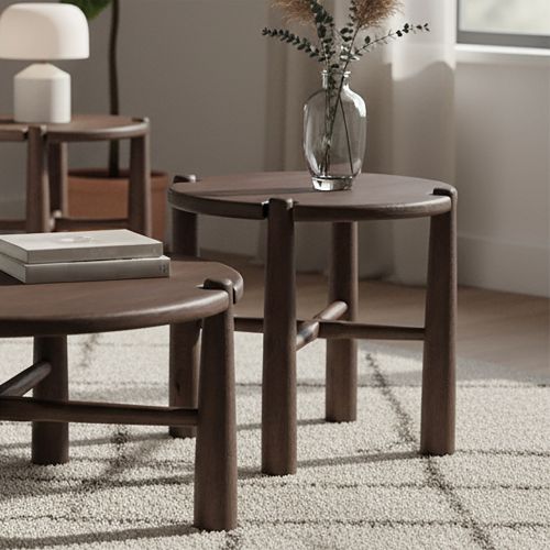Carlyn Round Accent Table in Dark Walnut