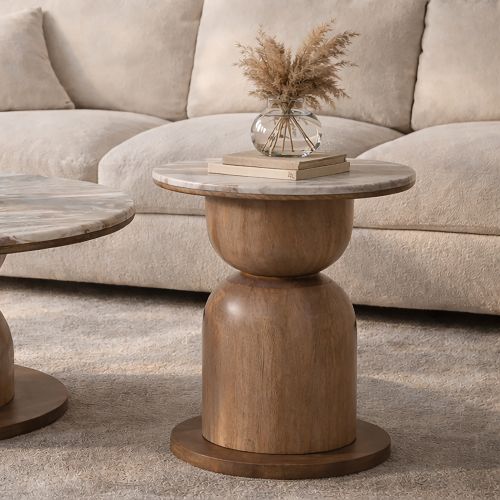 Martina Round Accent Table in Walnut