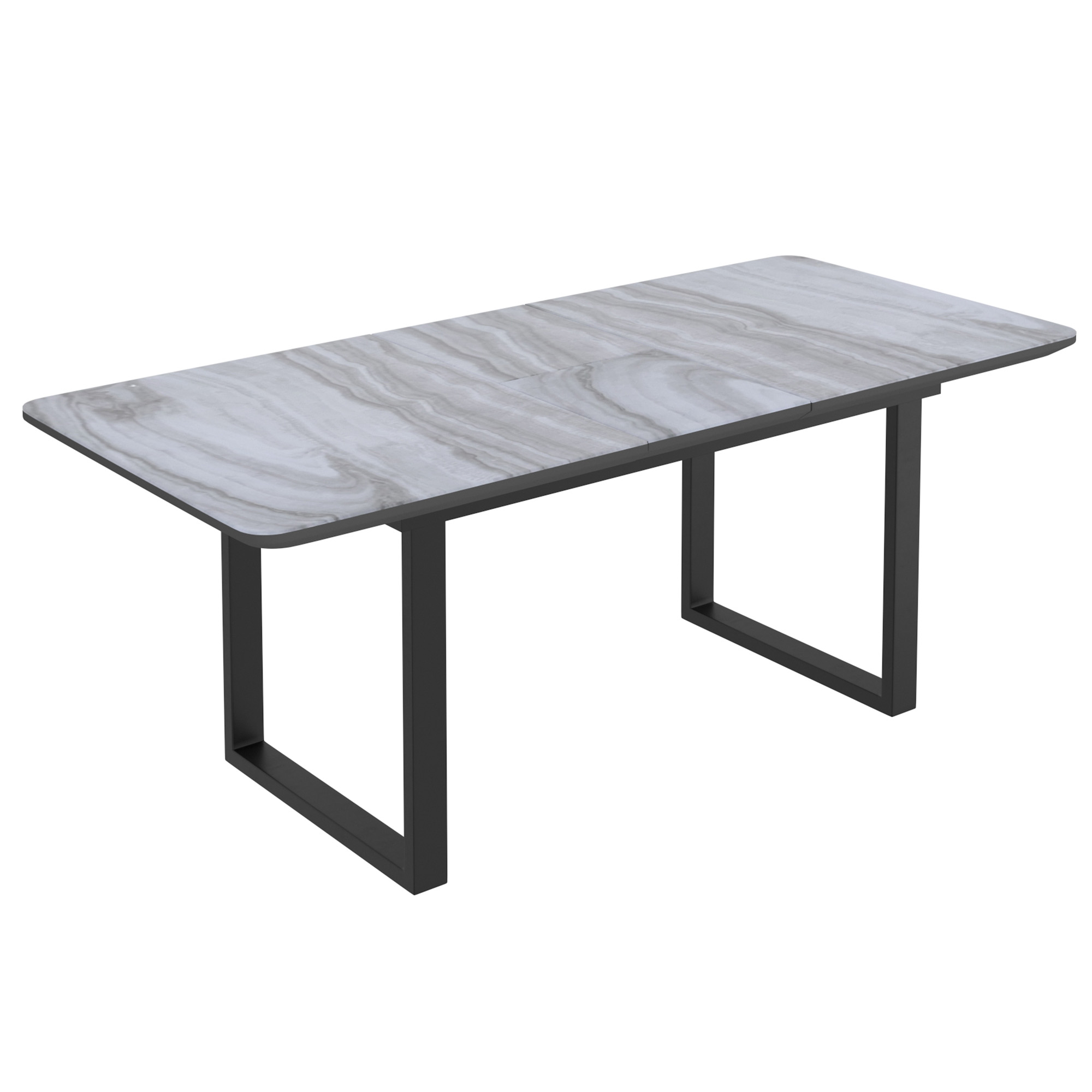 Gavin and Venice 7pc Dining Set - Black Table and Beige Chairs