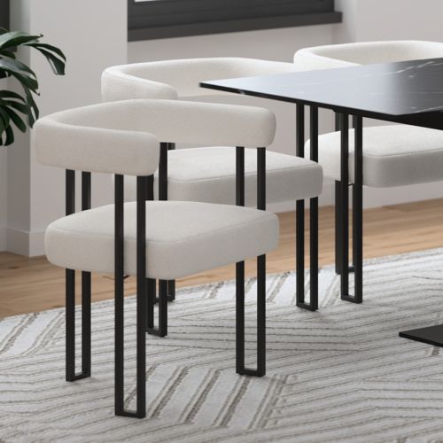 Scarlet Dining/Lounge Chair, Set of 2 in Ivory Fabric and Black