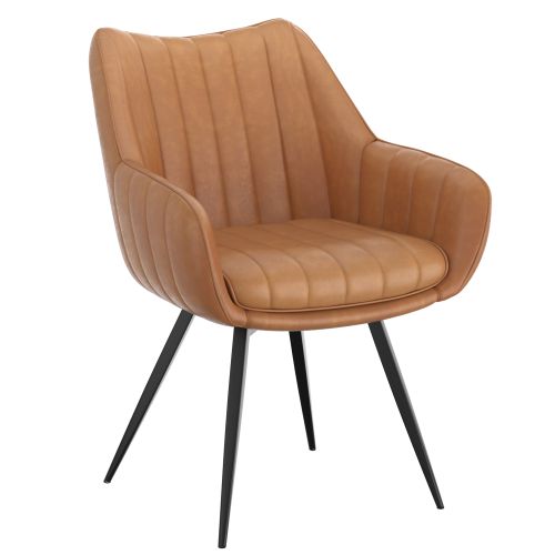 Talon Swivel Dining and Accent Chair, Set of 2 in Camel and Black