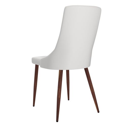 Cora Faux Leather Dining Chair, set of 2, in White and Walnut