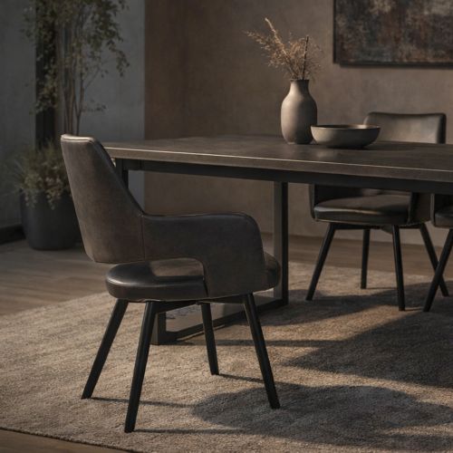 Ryder Swivel Dining and Accent Chair, Set of 2 in Charcoal and Black