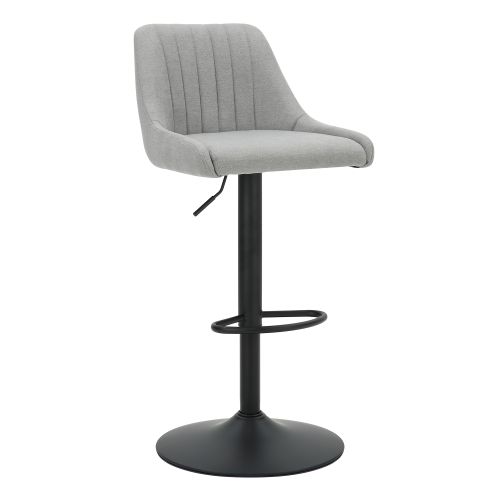 Kron Air-Lift Stool, Set of 2 in Grey Fabric and Black
