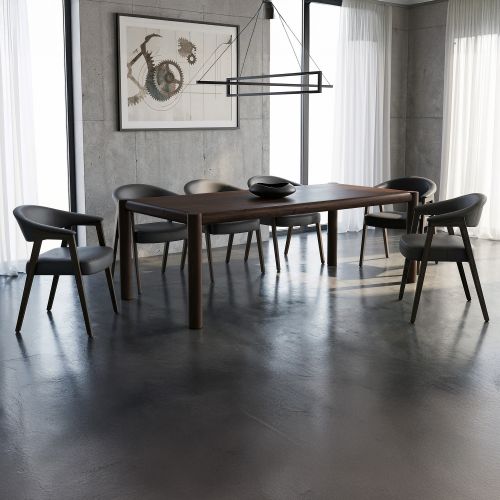 Advik and Bexley 7pc Dining Set - Mocha Table and Black and Dark Walnut Chairs