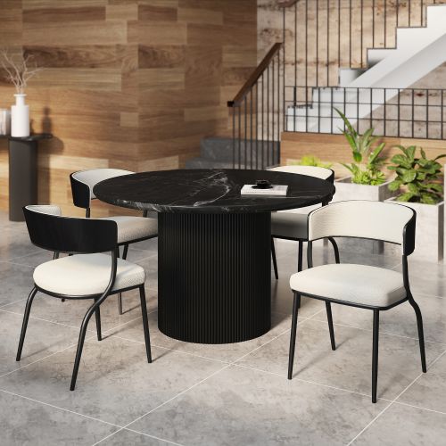 Jilsa and Kazan 5pc Dining Set - Black and Ivory