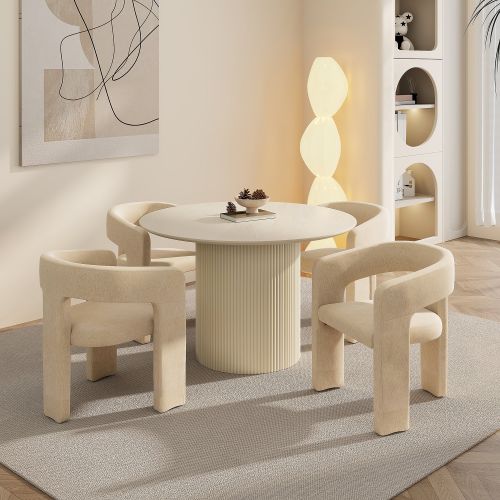 Tovas and Amara 5pc Dining Set - Ivory Table and Beige Chairs