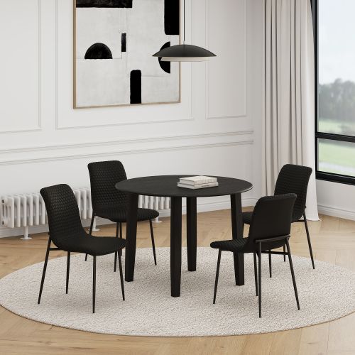 Conrad and Brixx 5pc Dining Set - Black Table and Black Chairs