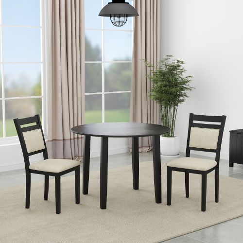 Conrad 3pc Dining Set - Black Table and Black Chairs