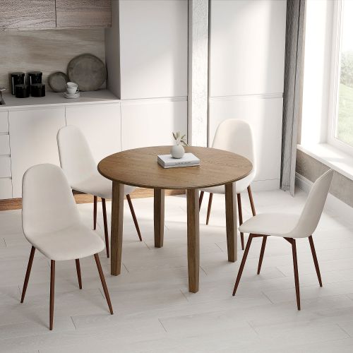 Conrad and Lyna 5pc Dining Set - Walnut Table and Beige Chairs