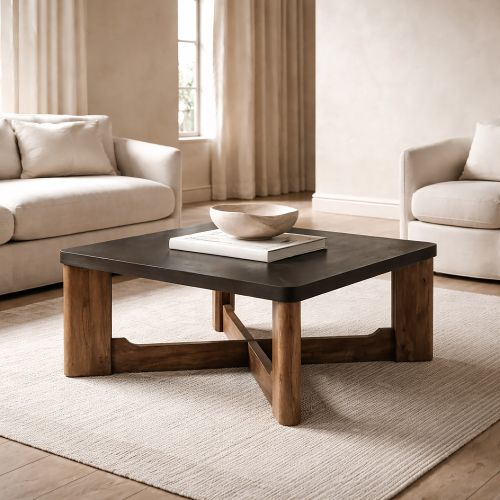 Merano Square Coffee Table in Mocha and Walnut