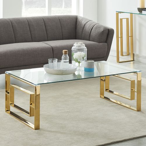 Eros Rectangular Coffee Table in Gold