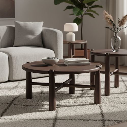 Carlyn Round Coffee Table in Dark Walnut