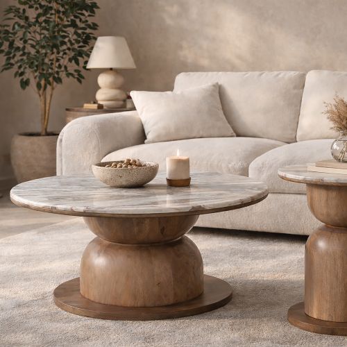 Martina Round Coffee Table in Walnut