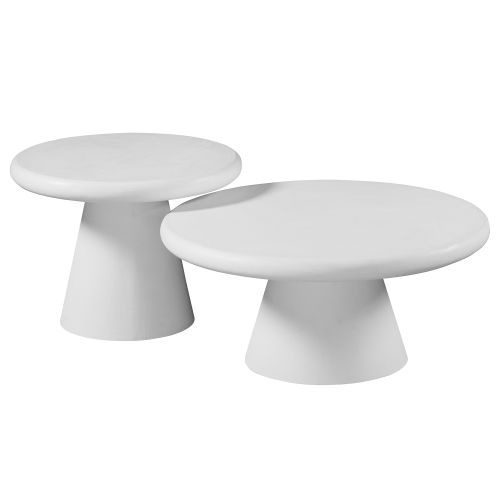 Galio 2pc Round Coffee Table Set in White