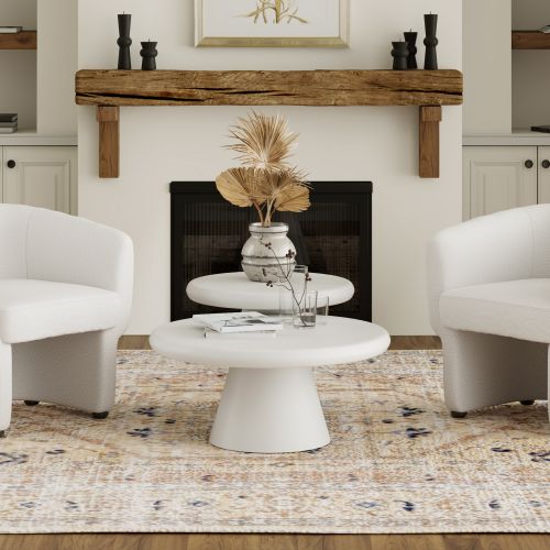 Galio 2pc Round Coffee Table Set in White