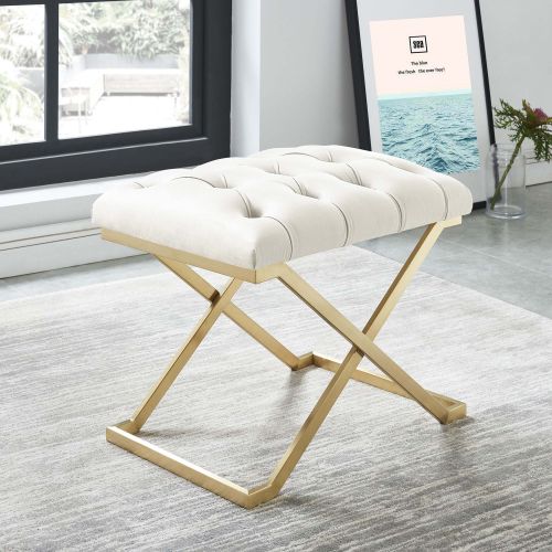 Rada Bench in Ivory and Brushed Gold