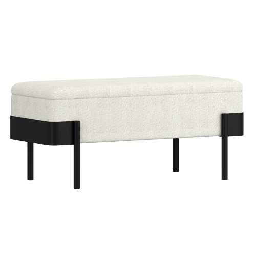 Odell Storage Bench in Ivory and Black