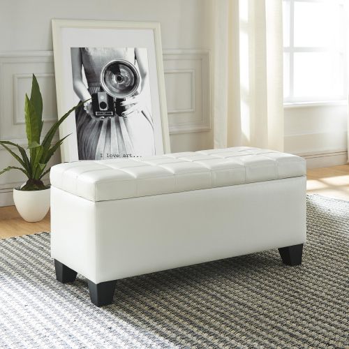 Winston Storage Ottoman Bench in White