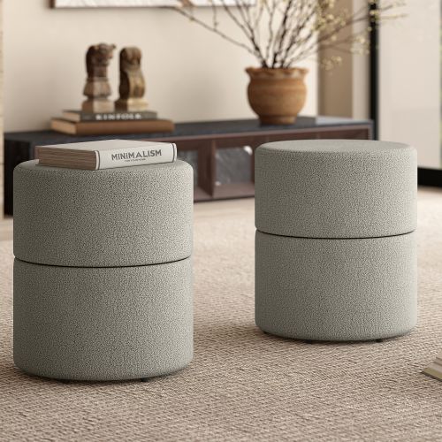 Novar Round Swivel Ottoman in Warm Grey