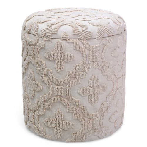 Magnolia Round Storage Ottoman in Ivory