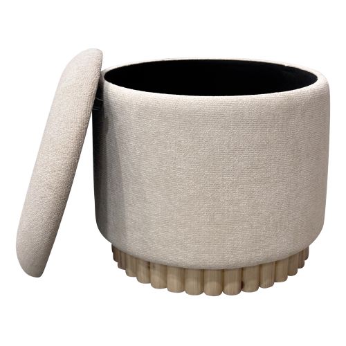 Sadie Round Storage Ottoman in Oat and Natural