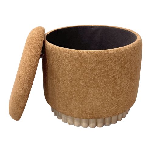 Sadie Round Storage Ottoman in Rust and Natural