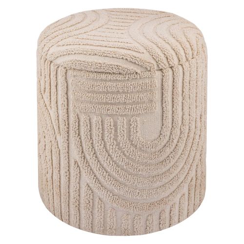Lullu Round Storage Ottoman in Beige