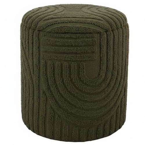 Lullu Round Storage Ottoman in Olive Green
