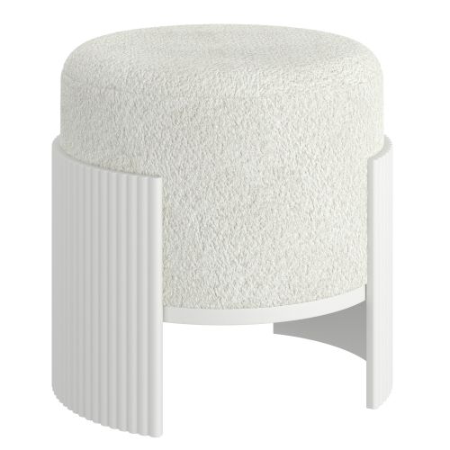 Kiraz Round Ottoman in Ivory and White