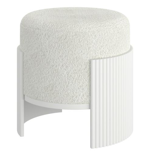 Kiraz Round Ottoman in Ivory and White