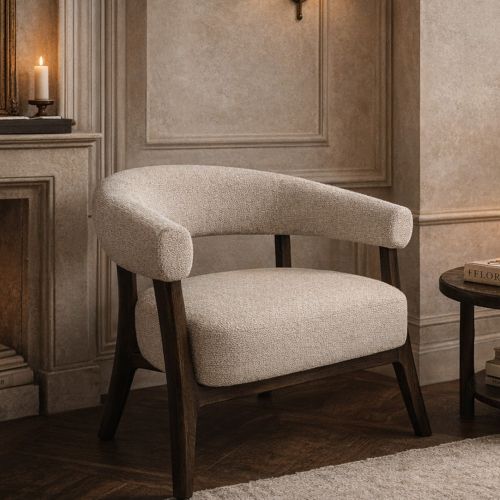 Surin Accent Chair in Oat and Walnut