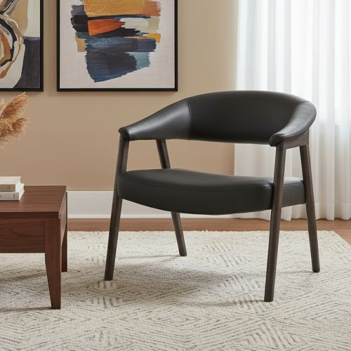 Bexley Accent Chair in Black and Dark Walnut