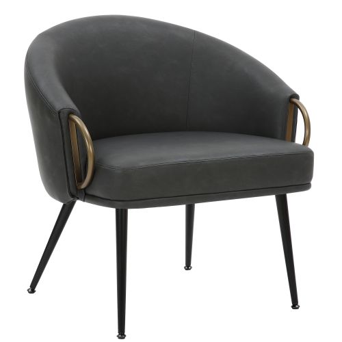 Zita Accent Chair in Vintage Charcoal and Black and Aged Gold