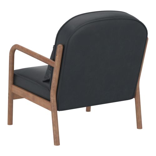 Fani Accent Chair, Faux Leather in Black PU and Walnut