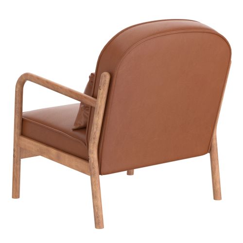 Fani Accent Chair, Faux Leather in Saddle PU and Walnut